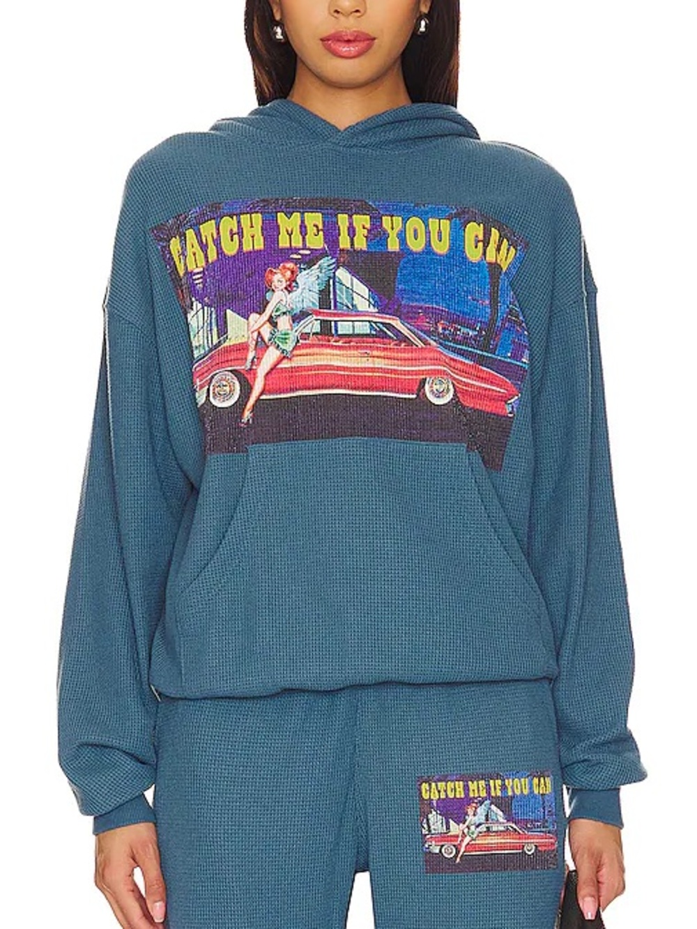 Boys Lie Heart Racer Thermal Hoodie in Navy $125 Retail